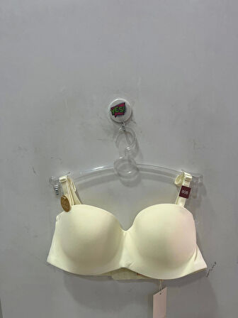 Belvü Kadın Straplez Dolgusuz Mikro Kumaş Ekru Sütyen - 1110