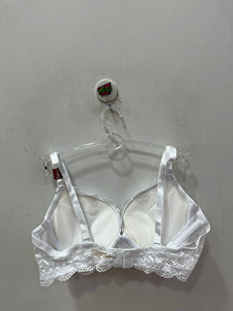 Belvü Kadın Dantel Detaylı Dolgulu Balenli Şık Beyaz Sütyen - 1112