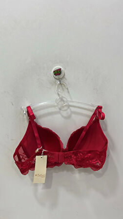 Kadın Dolgusuz Balenli Dantel Detaylı Kırmızı Sütyen – 1113