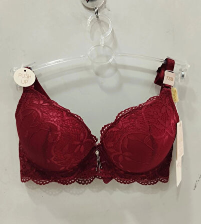 Belvü Kadın Dolgulu Dantel Detaylı Bordo Sütyen - 1112