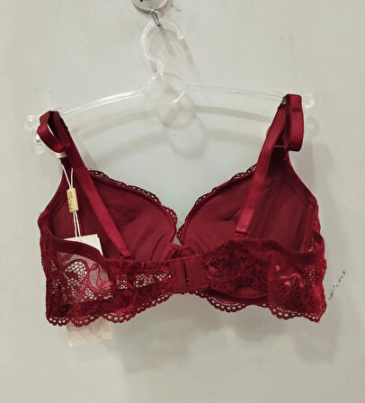 Belvü Kadın Dolgulu Dantel Detaylı Bordo Sütyen - 1112