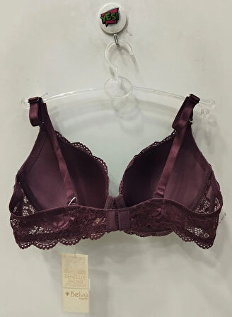 BELVÜ DANTELLİ İÇİ BOŞ SÜTYEN-mor