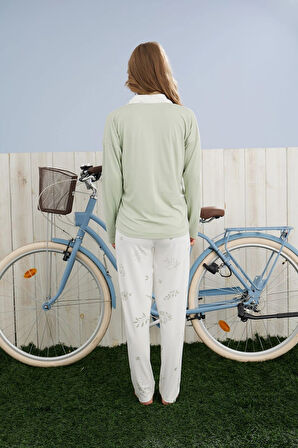 Pijamoni Kadın Milan Kumaş Gömlek Yaka Premium Pijama Takımı