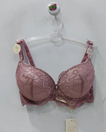 Belvü Kadın Dantelli Dolgulu Destekli Gül Kurusu Sütyen