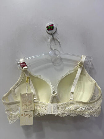 Belvü Kadın Dantelli Dolgulu Destekli Kırık Beyaz Sütyen