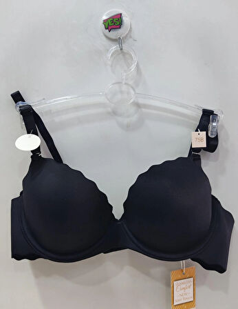 Belvü Kadın Push Up Lazer Kesim El Destekli Siyah Sütyen