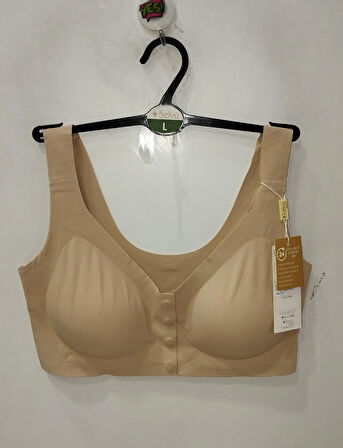 Kadın Balensiz Önden Düğmeli Lazer Kesim Toparlayıcı Ten Sütyen