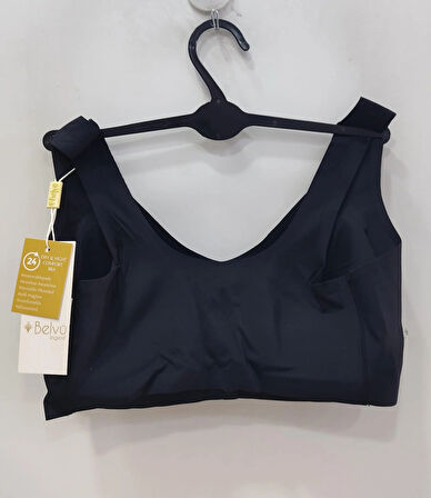 Kadın Balensiz Önden Düğmeli Lazer Kesim Toparlayıcı Siyah Sütyen