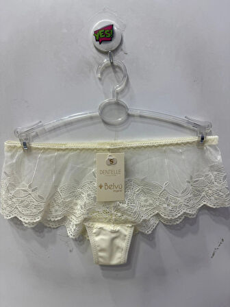 Belvü Kadın Dantelli Hipster Kırık Beyaz Külot
