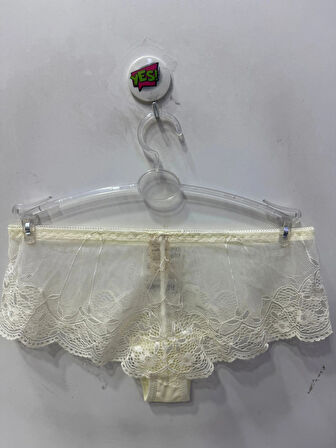 Belvü Kadın Dantelli Hipster Kırık Beyaz Külot