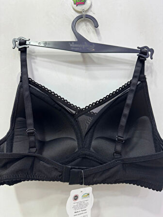 Nergiz Kadın Toparlayıcı Yarım Destekli Tül Detaylı Siyah Sütyen