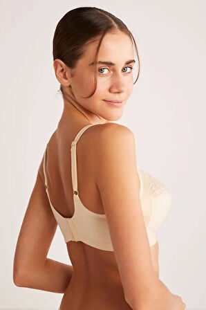 Kom Kadın Barbara Telsiz Kapsız Dantelli Toparlayıcı Sütyen Ten