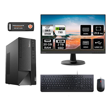 LENOVO Neo 50T M0BJTXD319 i5 12400 20GB RAM 2TB SSD GT730 4GB 21.5" FDOS MASAÜSTÜ PC
