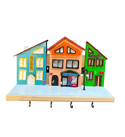 Mahalle Ahşap Anahtarlık