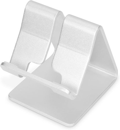 Alüminyum akıllı telefon/tablet standı, 10 inçe kadar, gümüş