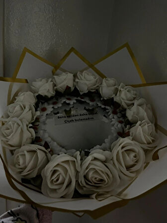 KAYZEN papatyalı gül buketi sana senden daha güzel çiöek bulamadım yazılı ayna