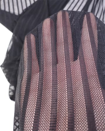 Siyah Kendinden Desenli Yumuşak File Tül Kumaş Bluzluk & Elbiselik 80x450cm