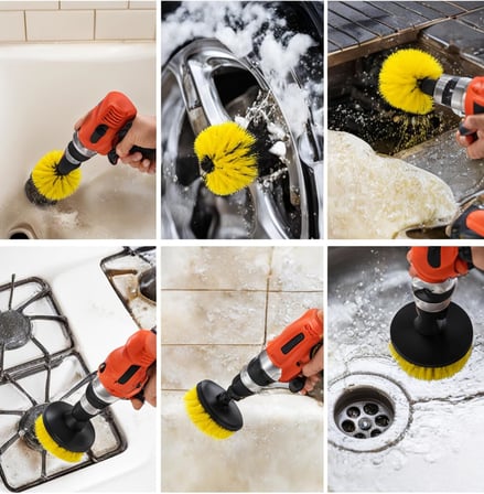 Matkap Ucu Temizleme Fırça Seti 3'lü Çok Amaçlı Temizlik Fırça Seti Matkap Ucuna Takılan Sert Kıllı Fırçalar Banyo Fayans Küvet Lavabo Halı ve Araba Temizliği İçin