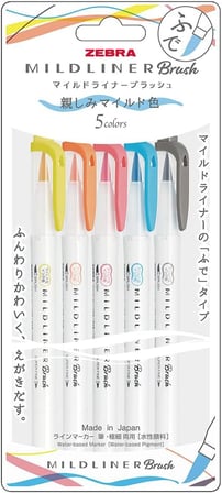 ZEBRA MILDLINER BRUSH PEN N-5C-N SET