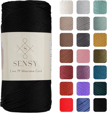2 Mm - 200 gr Polyester Makrome Ipi Siyah 230 M Polyester Makrome Ip Supla Ip Ve Çanta Ipliği (Siyah)