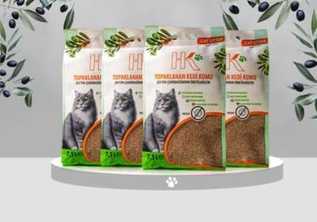 Zeytin Çekirdeğinden Üretilen Aktif Karbonlu%100 Doğal Kedi Kumu 7.5Lx4