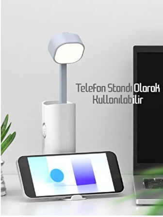 Yeni Model 4in1 Şarjlı Masa Lambası 3 MOD LED Işık Powerbank Özellik Telefon Stand Çalışma Okuma Işığı