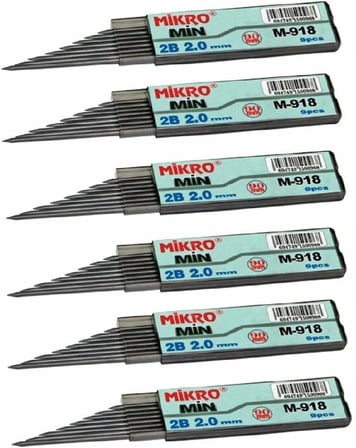 Kalem Ucu 2.0mm 2B Mikro 2B Kalem Ucu 2mm Siyah 6 Adet