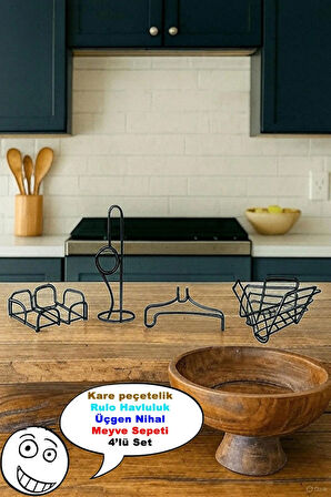 4'lü Servis Sunum Seti, Kağıt Havluluk, Kare Peçetelik, Üçgen Meyve Sepeti, Üçgen Nihale