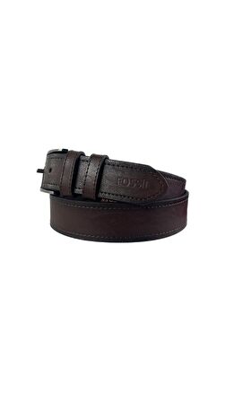 Fossil Kahve Çift Dikiş Suni Deri 4 cm Erkek Kemeri-125 Cm