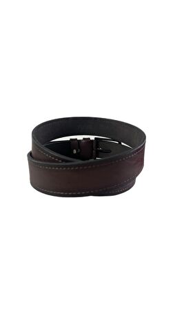 Fossil Kahve Çift Dikiş Suni Deri 4 cm Erkek Kemeri-125 Cm