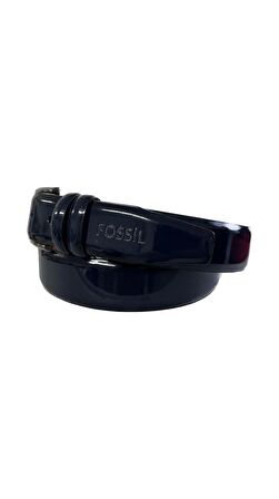 Fossil Hakiki Deri Lacivert Rugan 3,5 cm Erkek Kemeri-125cm