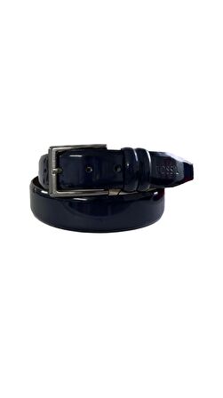 Fossil Hakiki Deri Lacivert Rugan 3,5 cm Erkek Kemeri-125cm