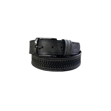 Fossil Gri Deri Desenli Suni Deri 4 cm Erkek Kemeri-130cm