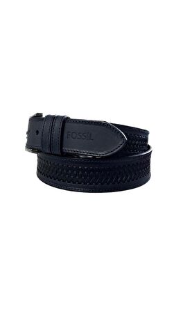 Fossil Lacivert Desenli Hakiki Deri Spor Erkek Kemeri 4cm-110CM