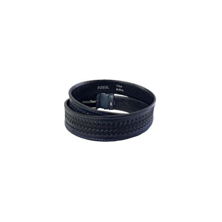 Fossil Lacivert Desenli Hakiki Deri Spor Erkek Kemeri 4cm-110CM