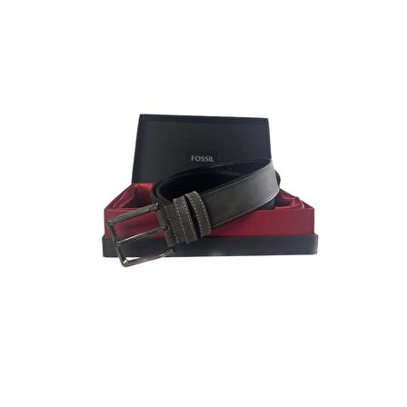 Fossil Gri Hakiki Deri Spor Erkek Kemeri 4cm-115