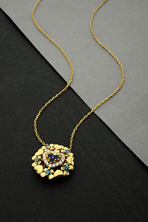 Altın Kaplamalı 925 Ayar Gümüş Kalp Kolye - N156301