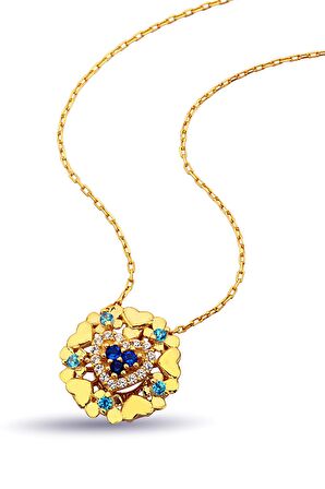 Altın Kaplamalı 925 Ayar Gümüş Kalp Kolye - N156301