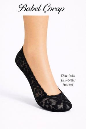 Dantelli Silikonlu 3 lü set Babet Çorap