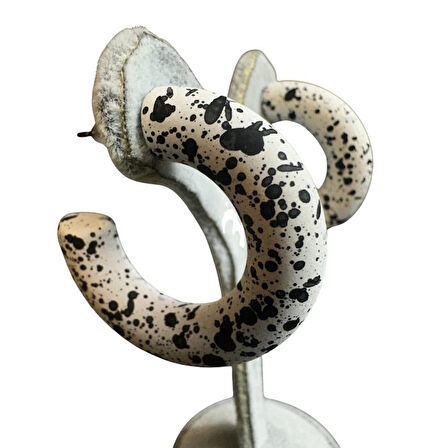 Uretti - İREM 3914 Dalmaçya Desenli Metal Halka Küpe