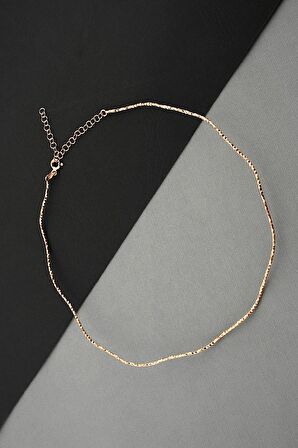 925 Ayar Gümüş İtalyan Model Kalemli Rose Choker Tel Kolye - N161501