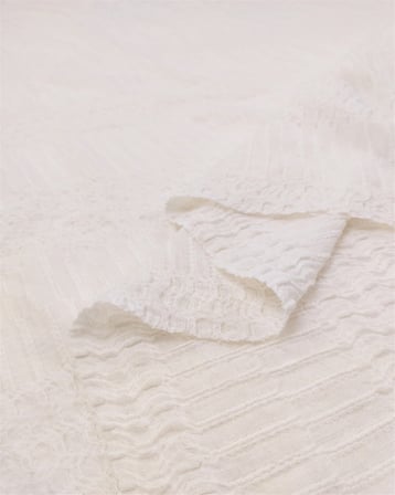 Krem Ekru Arası Kendinden Desenli Bürümcüklü Jarse Kumaş Elbiselik & Bluzluk 170x320cm