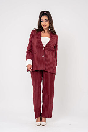 Asmetrik Kesim Gömlek Deteylı Blazer Ceket Pantolon Takım TKM08013