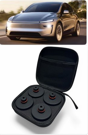Li Parts Tesla Yeni Model Y Juniper ve Standart Model Uyumlu Premium Lift Takozu Güçlendirilmiş Versiyon, Doğal Kauçuk, Premium 4 Adet Takoz