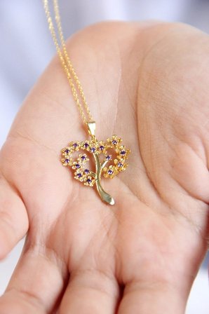 18k Altın Kaplamalı 925 Ayar Gümüş Hayat Ağacı Kolye - 23173302