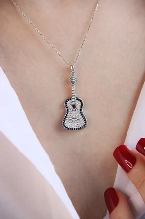 925 Ayar Gümüş Gitar Kolye - 23174001