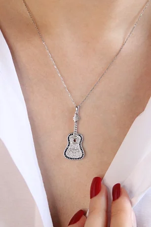 925 Ayar Gümüş Gitar Kolye - 23174001