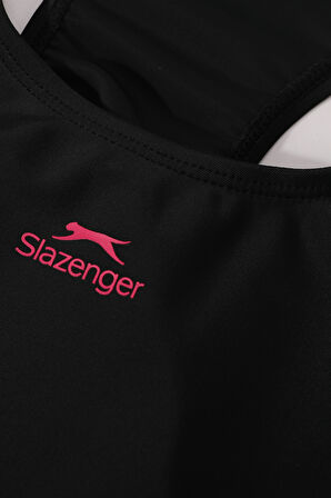 Slazenger SPL RacerBack Ld43 Kadın Mayo Siyah / Fuşya