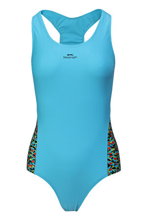 Slazenger SPL RacerBack Ld43 Kadın Mayo Mavi / Siyah