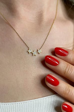 18k Altın Kaplamalı 925 Ayar Gümüş Minimal Yıldızlar Kolye - 23178001